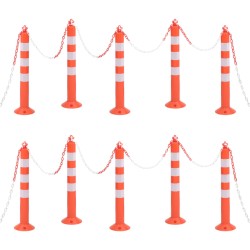 vidaXL Absperrpfosten 10 Stk. mit Kette 75 cm PE