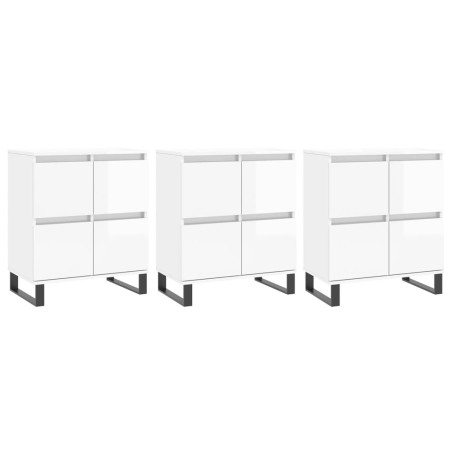 vidaXL Sideboards 3 Stk. Hochglanz-Weiß Holzwerkstoff