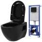 vidaXL Hänge-Toilette mit Unterputzspülkasten Keramik Schwarz vidaXL Hänge-Toilette mit Unterputzspülkasten Keramik Schwarz