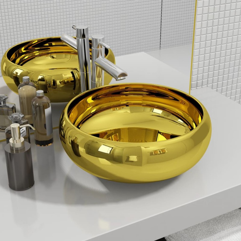 vidaXL Waschbecken 40 x 15 cm Keramik Golden vidaXL Waschbecken 40 x 15 cm Keramik Golden