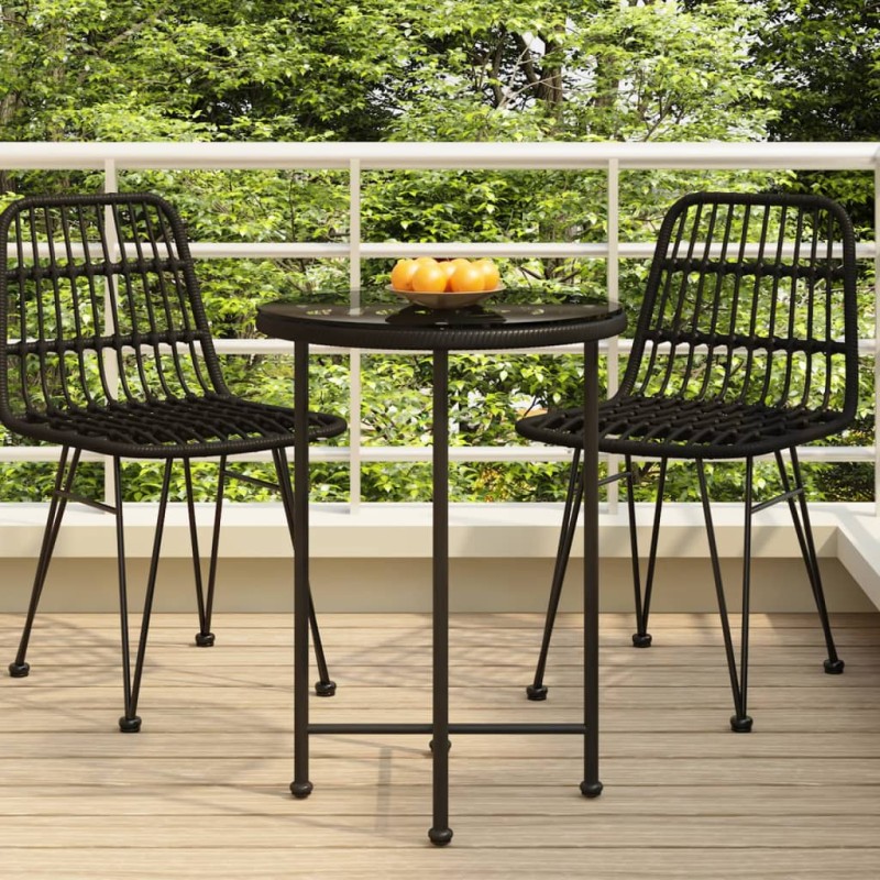 vidaXL Esstisch Schwarz Ø55 cm Hartglas und Stahl vidaXL Esstisch Schwarz Ø55 cm Hartglas und Stahl