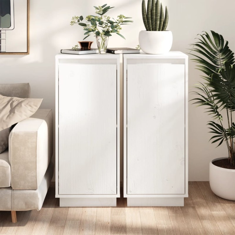 vidaXL Sideboards 2 Stk. Weiß 31,5x34x75 cm Massivholz Kiefer vidaXL Sideboards 2 Stk. Weiß 31,5x34x75 cm Massivholz Kiefer