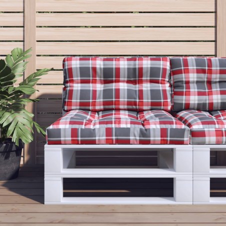 Palettenkissen Rot Karomuster 80x40x10 cm Stoff