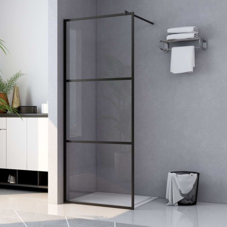 vidaXL Duschwand für Begehbare Dusche ESG-Klarglas Schwarz 115x195 cm 