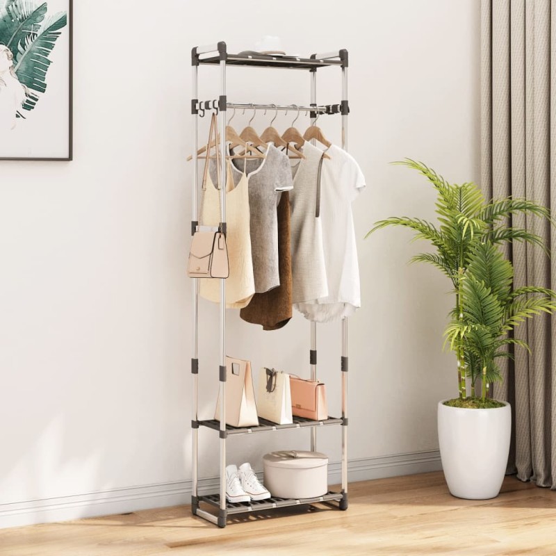 vidaXL Garderobenständer 3 Etagen Silbern 59x29x192 cm Aluminium vidaXL Garderobenständer 3 Etagen Silbern 59x29x192 cm Aluminium