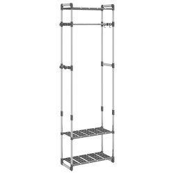 vidaXL Garderobenständer 3 Etagen Silbern 59x29x192 cm Aluminium