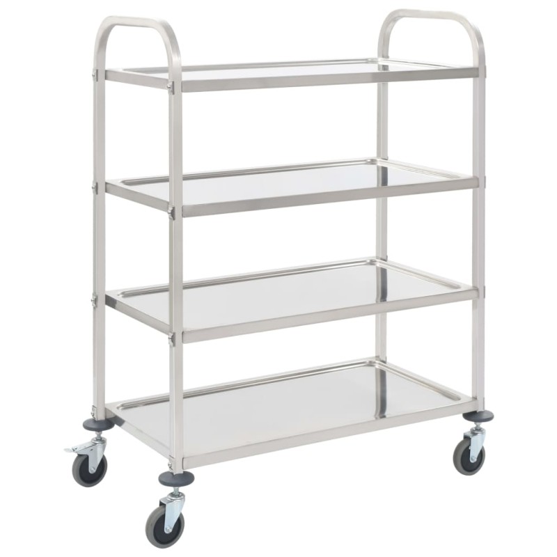 vidaXL 4-Stufiger Servierwagen 107 x 55 x 125 cm Edelstahl vidaXL 4-Stufiger Servierwagen 107 x 55 x 125 cm Edelstahl