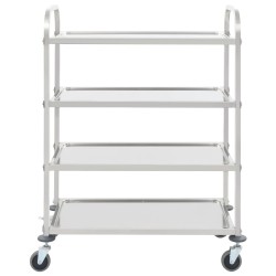 vidaXL 4-Stufiger Servierwagen 107 x 55 x 125 cm Edelstahl
