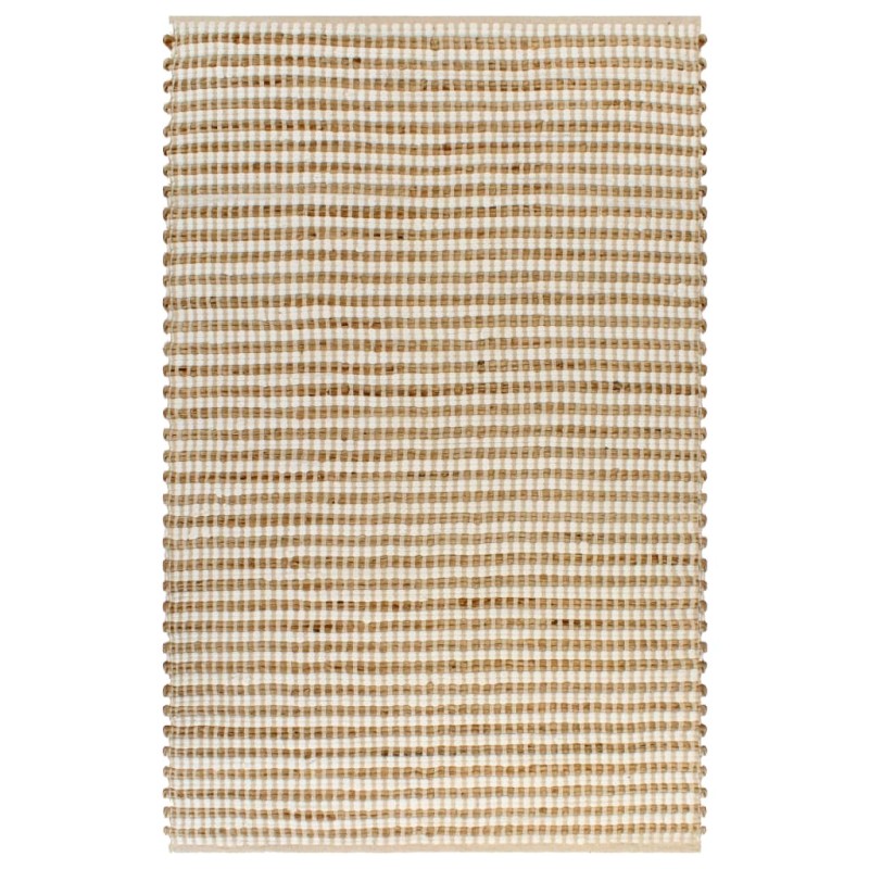 vidaXL Handgewebter Teppich Jute Stoff 120 x 180 cm Natur und Weiß vidaXL Handgewebter Teppich Jute Stoff 120 x 180 cm Natur und Weiß