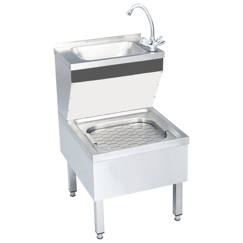 vidaXL Gastro-Handwaschbecken mit Wasserhahn Freistehend Edelstahl vidaXL Gastro-Handwaschbecken mit Wasserhahn Freistehend Edelstahl