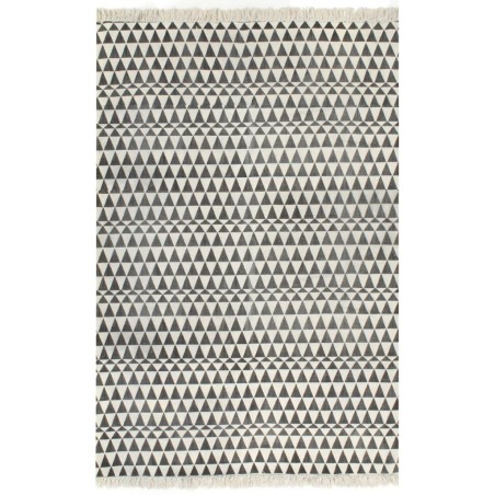 vidaXL Kelim-Teppich Baumwolle 160x230 cm mit Muster Schwarz/Weiß