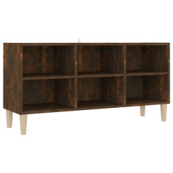 vidaXL TV-Schrank mit Massivholz-Beinen Räuchereiche 103,5x30x50 cm