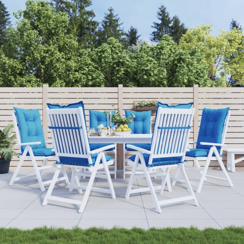 Gartenstuhlauflagen für Hochlehner 6 Stk. Blau 120x50x7cm Stoff Gartenstuhlauflagen für Hochlehner 6 Stk. Blau 120x50x7cm Stoff