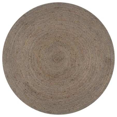  vidaXL Teppich Handgefertigt Jute Rund 120 cm Grau