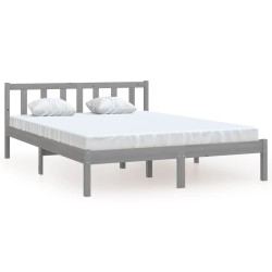 vidaXL Massivholzbett Grau Kiefer 120x190 cm