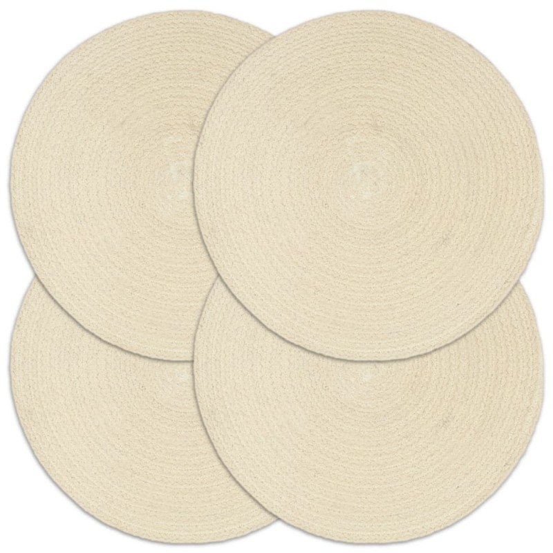 vidaXL Tischsets 4 Stk. Uni Natur 38 cm Rund Baumwolle vidaXL Tischsets 4 Stk. Uni Natur 38 cm Rund Baumwolle