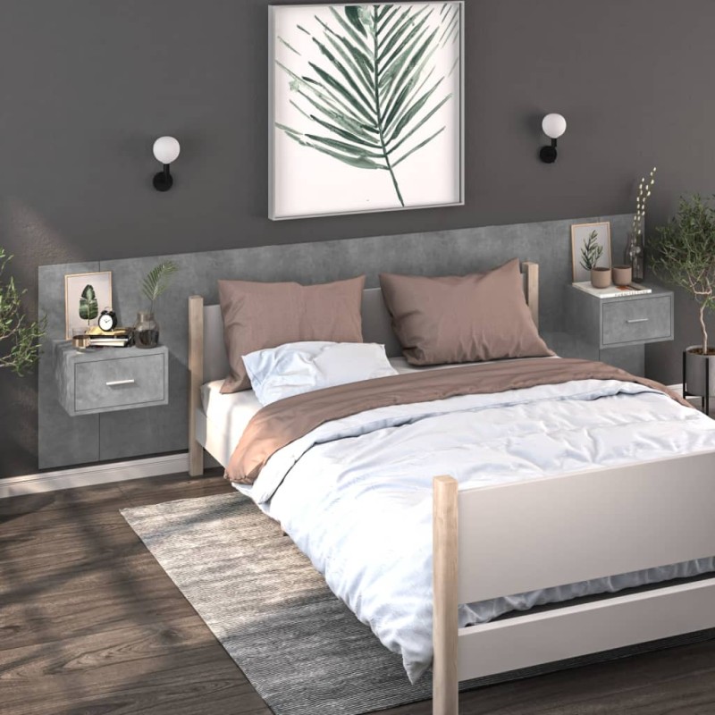 vidaXL Wand-Nachttische 2 Stk. Betongrau vidaXL Wand-Nachttische 2 Stk. Betongrau