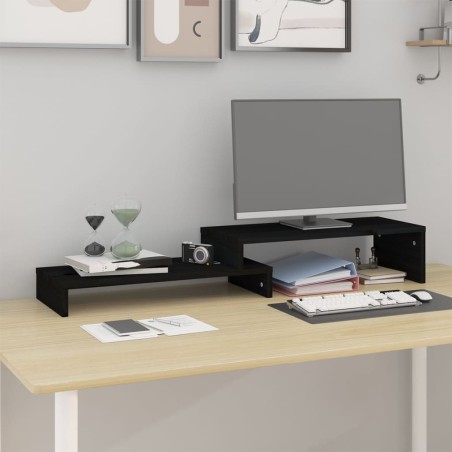 vidaXL Monitorständer Schwarz (52-101)x22x14 cm Massivholz Kiefer