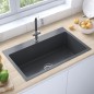 vidaXL Handgemachte Einbauspüle Schwarz Edelstahl vidaXL Handgemachte Einbauspüle Schwarz Edelstahl