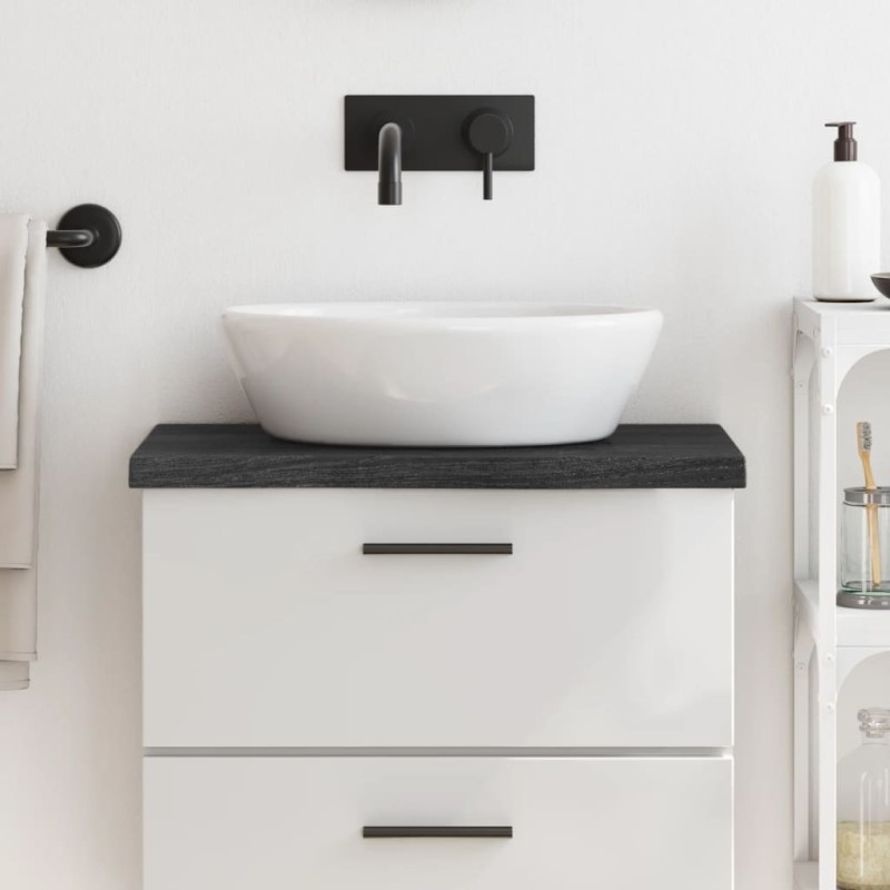 vidaXL Waschtischplatte Dunkelgrau 60x40x4 cm Massivholz Behandelt vidaXL Waschtischplatte Dunkelgrau 60x40x4 cm Massivholz Behandelt