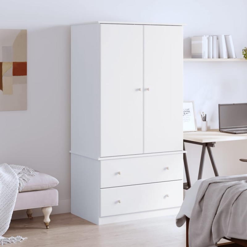vidaXL Kleiderschrank ALTA Weiß 90x55x170 cm Massivholz Kiefer vidaXL Kleiderschrank ALTA Weiß 90x55x170 cm Massivholz Kiefer