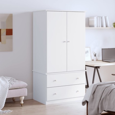 vidaXL Kleiderschrank ALTA Weiß 90x55x170 cm Massivholz Kiefer