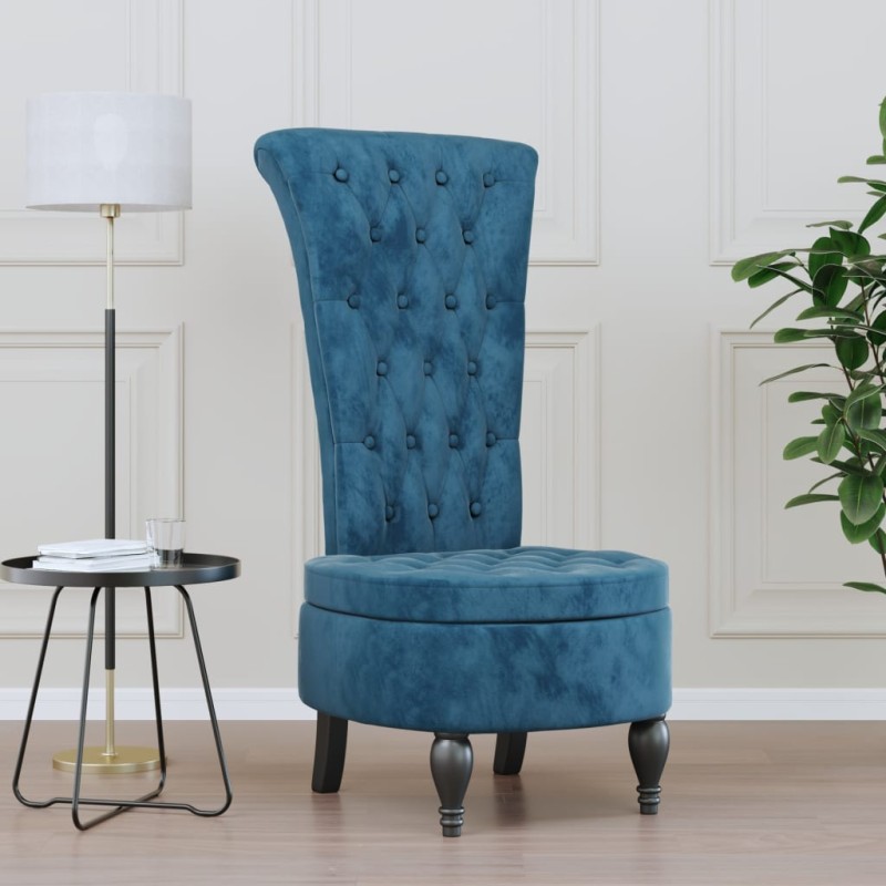 vidaXL Polsterstuhl mit Hoher Rückenlehne Blau Samt Knopfheftung vidaXL Polsterstuhl mit Hoher Rückenlehne Blau Samt Knopfheftung