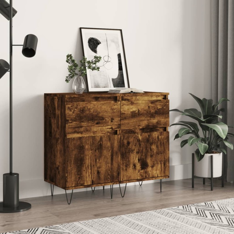 vidaXL Sideboards 2 Stk. Räuchereiche 40x35x70 cm Holzwerkstoff vidaXL Sideboards 2 Stk. Räuchereiche 40x35x70 cm Holzwerkstoff
