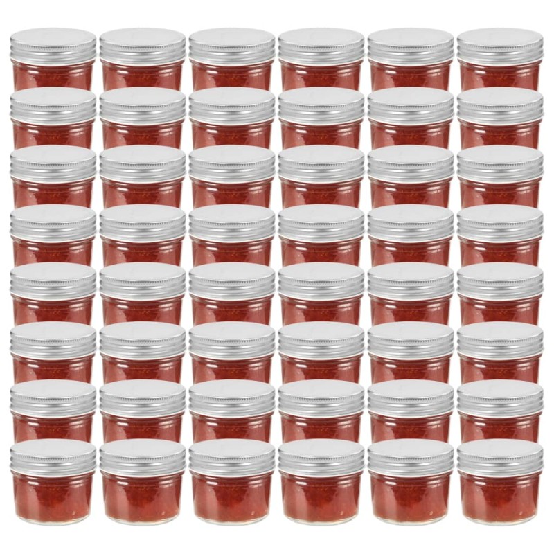 vidaXL Marmeladengläser mit Silbernen Deckeln 48 Stk. 110 ml vidaXL Marmeladengläser mit Silbernen Deckeln 48 Stk. 110 ml
