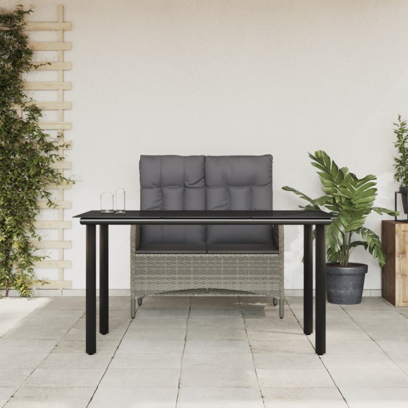 vidaXL 2-tlg. Garten-Essgruppe mit Kissen Grau Poly Rattan vidaXL 2-tlg. Garten-Essgruppe mit Kissen Grau Poly Rattan