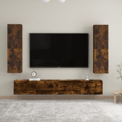 vidaXL TV-Wandschränke 2 Stk. Räuchereiche 30,5x30x110 cm