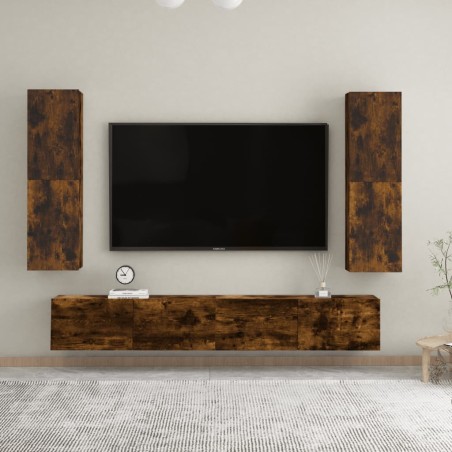 vidaXL TV-Wandschränke 2 Stk. Räuchereiche 30,5x30x110 cm