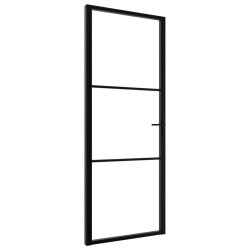 vidaXL Innentür ESG Glas und Aluminium 76x201,5 cm Schwarz