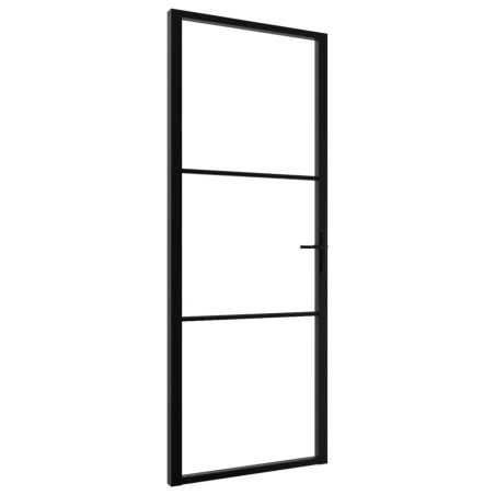 vidaXL Innentür ESG Glas und Aluminium 76x201,5 cm Schwarz