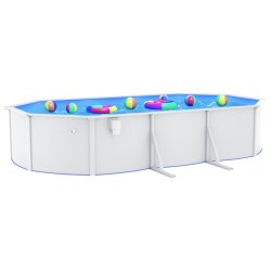 vidaXL Stahlwand-Pool Oval 610x360x120 cm Weiß