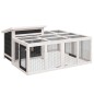 vidaXL Kaninchenstall Grau 144x123x67,5 cm Massivholz Kiefer vidaXL Kaninchenstall Grau 144x123x67,5 cm Massivholz Kiefer