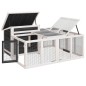 vidaXL Kaninchenstall Grau 144x123x67,5 cm Massivholz Kiefer vidaXL Kaninchenstall Grau 144x123x67,5 cm Massivholz Kiefer