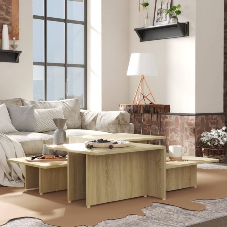vidaXL Couchtische 2 Stk. Sonoma-Eiche 111,5x50x33 cm Holzwerkstoff