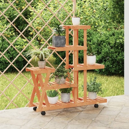 vidaXL Blumenständer mit Rollen 95x25x101 cm Massivholz Tanne