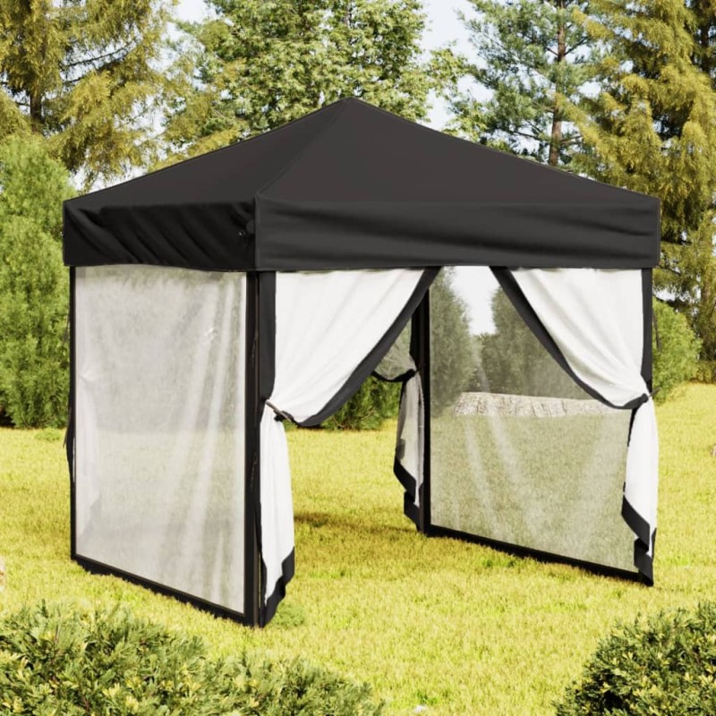 vidaXL Partyzelt Faltbar mit Seitenwänden Schwarz 2x2 m vidaXL Partyzelt Faltbar mit Seitenwänden Schwarz 2x2 m