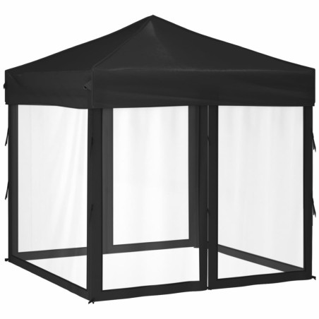 vidaXL Partyzelt Faltbar mit Seitenwänden Schwarz 2x2 m