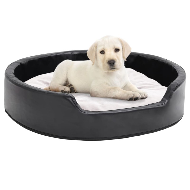 vidaXL Hundebett Schwarz-Beige 79x70x19 cm Plüsch und Kunstleder vidaXL Hundebett Schwarz-Beige 79x70x19 cm Plüsch und Kunstleder