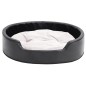 vidaXL Hundebett Schwarz-Beige 79x70x19 cm Plüsch und Kunstleder vidaXL Hundebett Schwarz-Beige 79x70x19 cm Plüsch und Kunstleder