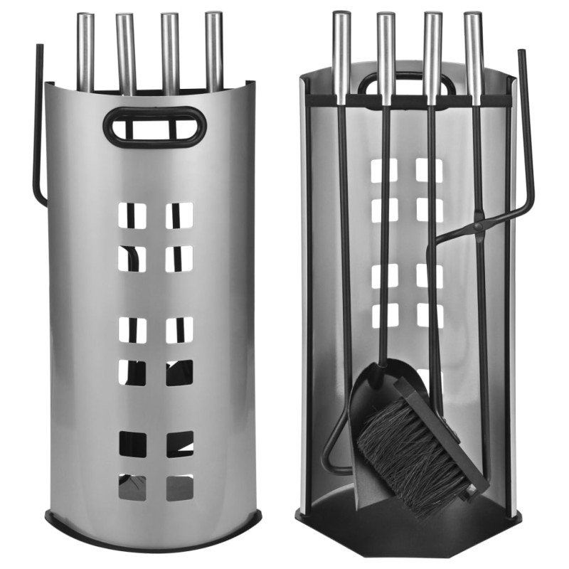 HI Kaminwerkzeug-Set 5-tlg. Silbern 23x15x52 cm HI Kaminwerkzeug-Set 5-tlg. Silbern 23x15x52 cm