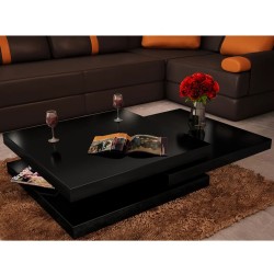 vidaXL Couchtisch auf 3 Ebenen Hochglanz-Schwarz