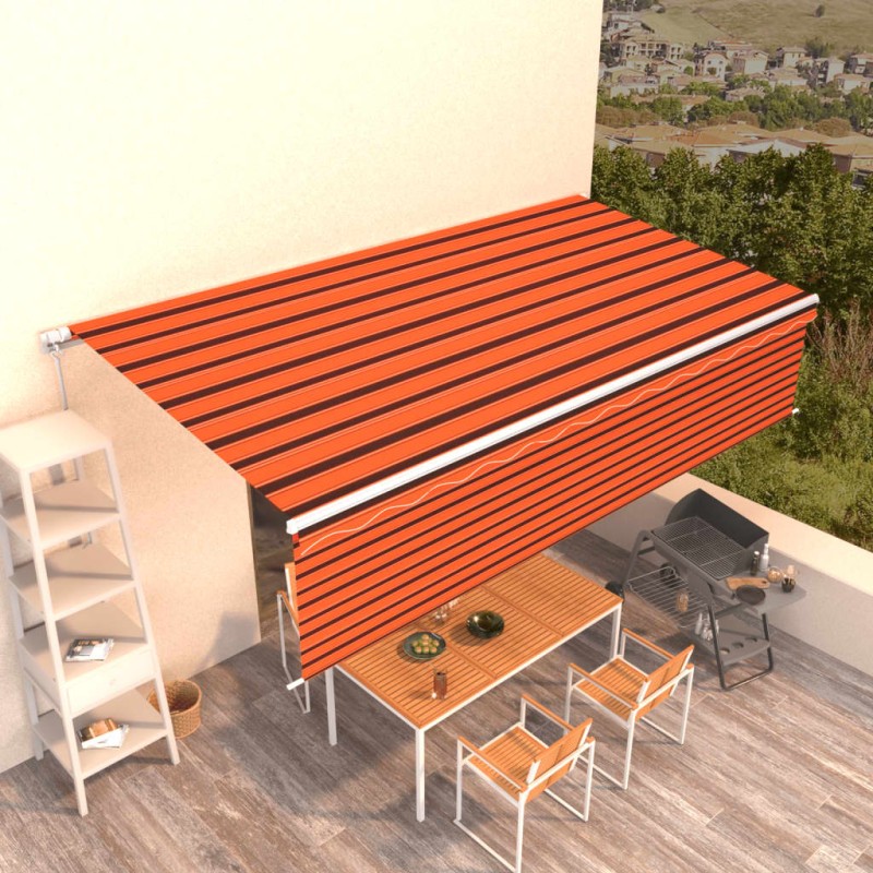 vidaXL Markise Manuell Einziehbar mit Rollo 6x3 m Orange & Braun vidaXL Markise Manuell Einziehbar mit Rollo 6x3 m Orange & Braun