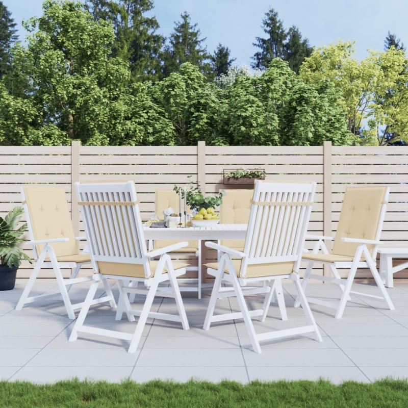 Gartenstuhlauflagen für Hochlehner 6Stk. Beige 120x50x3cm Stoff Gartenstuhlauflagen für Hochlehner 6Stk. Beige 120x50x3cm Stoff