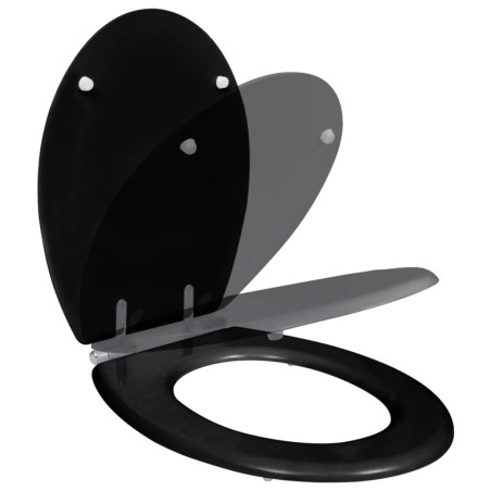 vidaXL Toilettensitz MDF Deckel mit Absenkautomatik Design Schwarz