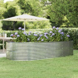 vidaXL Hochbeet Silbern 291x140x68 cm Pulverbeschichteter Stahl