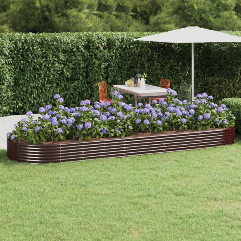 vidaXL Hochbeet Pulverbeschichteter Stahl 450x140x36 cm Braun vidaXL Hochbeet Pulverbeschichteter Stahl 450x140x36 cm Braun
